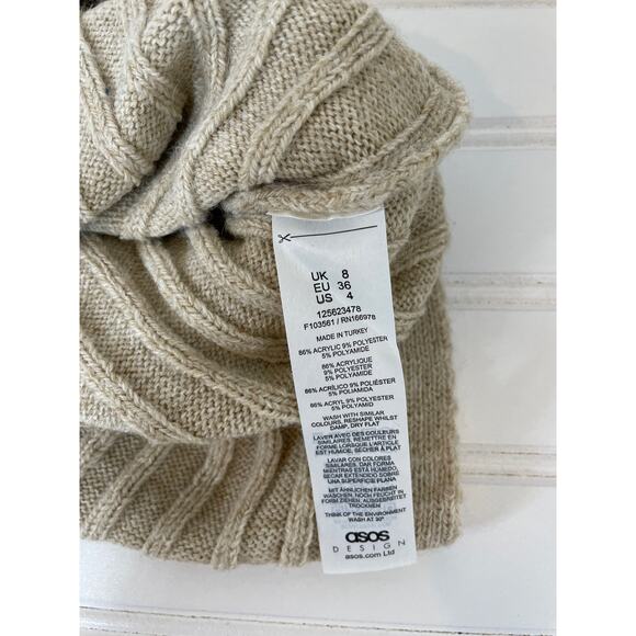 ASOS DESIGN Tall Knitted Maxi Sweater Dress with V-Neck in Oatmeal Size 4 - Picture 9 of 9